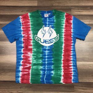 Guess X J Balvin Shirt Tie Dye Multicolor Logo Short Sleeve Tee Men Sz Large